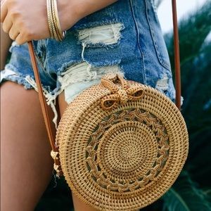 Lulus Port Costa Tan Round Woven Purse